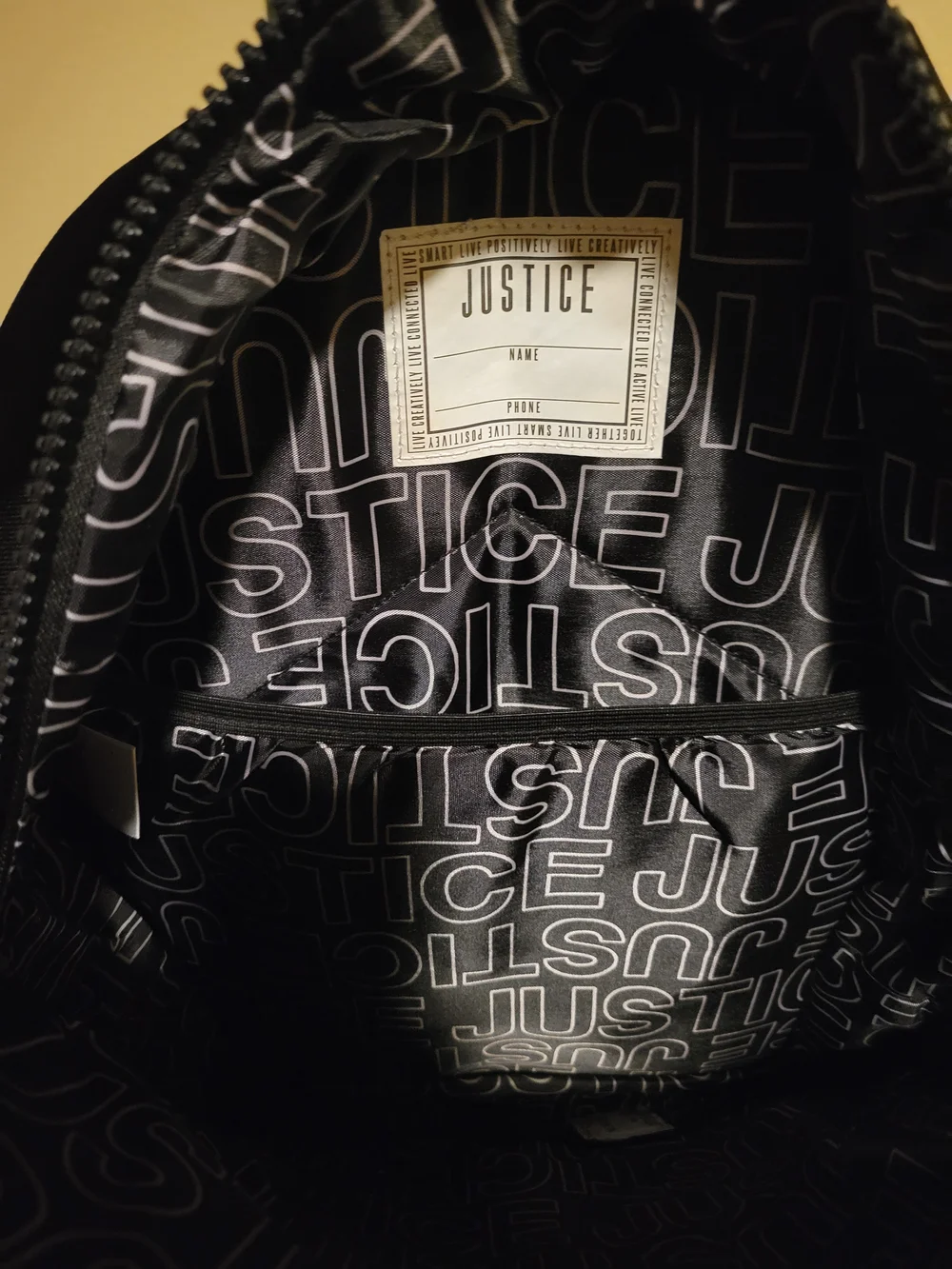 NEW Justice Girls Black &  Iridescent Backpack Padded Interior NWT Holographic